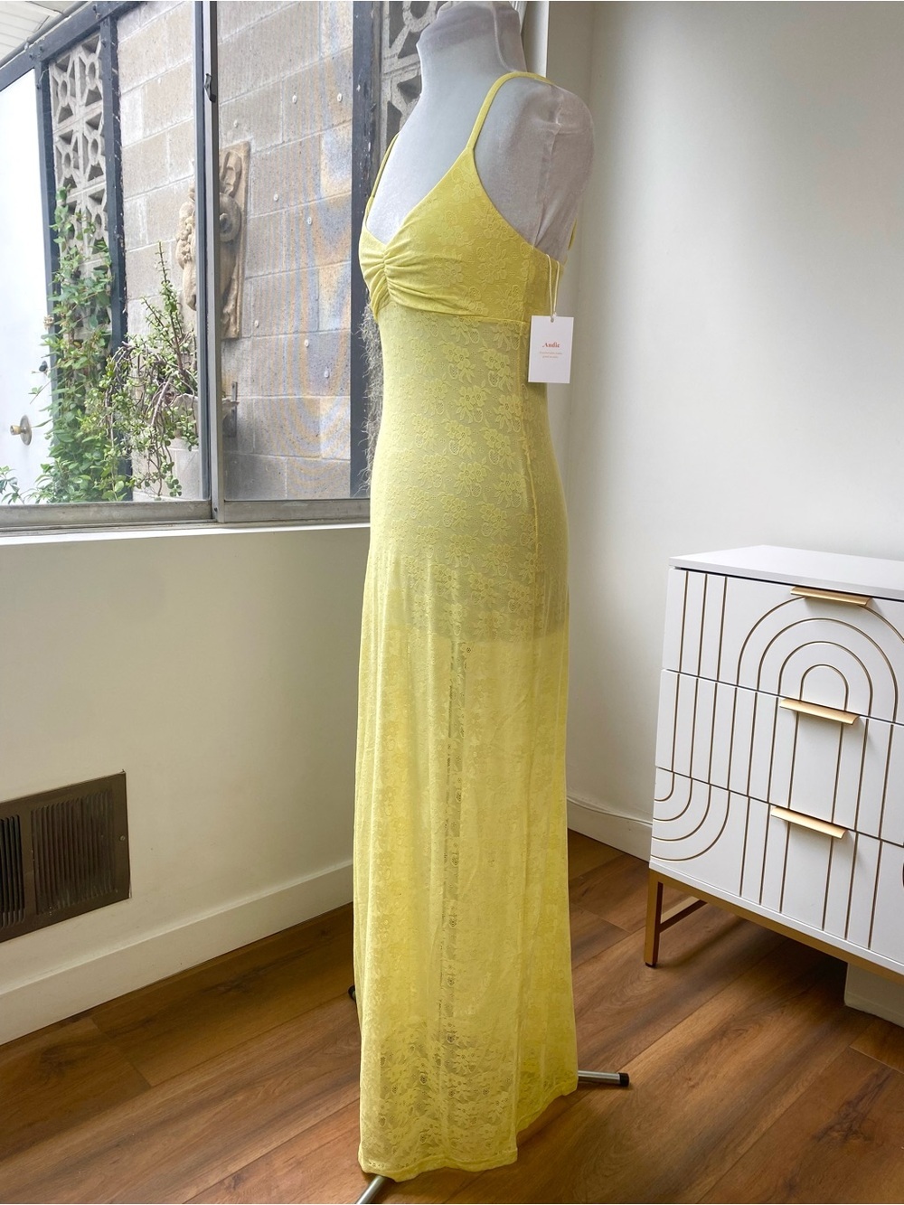 Andie NWT Lemon Lace Cover Up Maxi Dress, Size Small - Picture 4 of 12